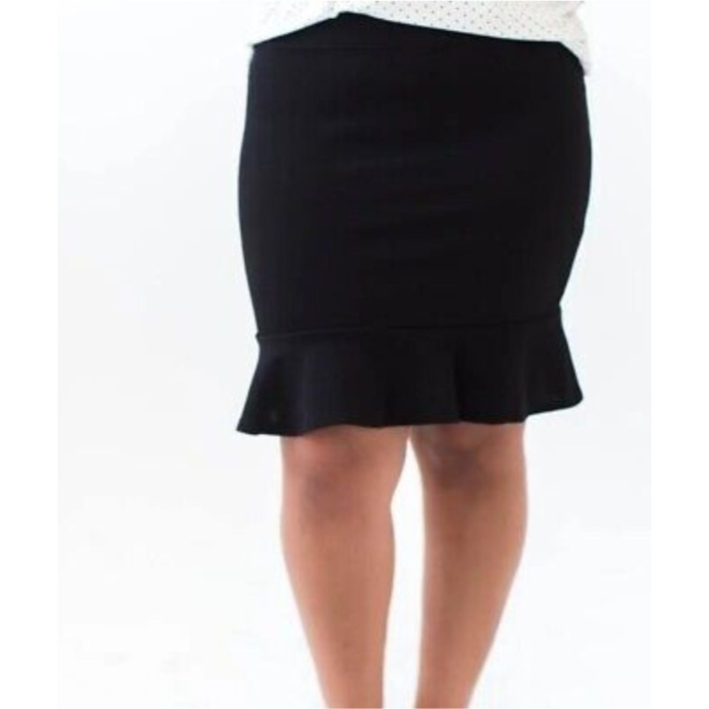 Agnes & Dora Flounce Skirt‎ Ruffle Hem Pencil Skirt Black Classic XXL NWT